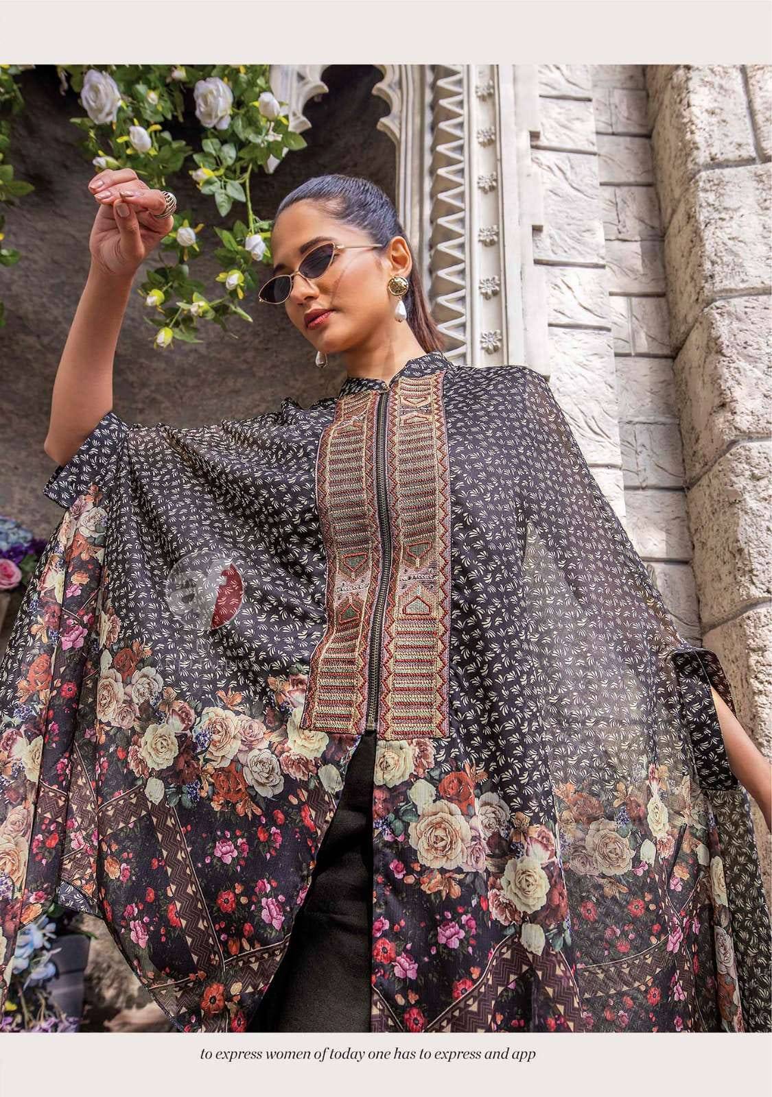 Cape style  by Anju fabrics 5551 TO 5555 SERIES Indian PRINTED VISCOSE party wear designer Cape style kaftan At Wholesale Price